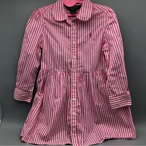Toddlers 4T LS Ralph Lauren Dress Striped Pink